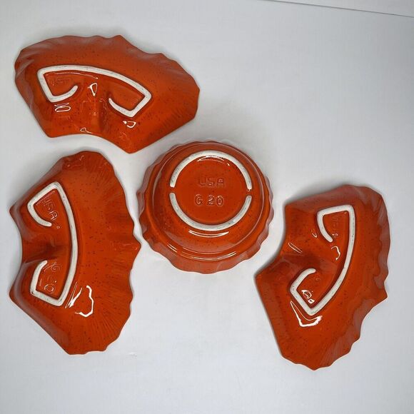 MCM Pottery Sectional Relish Tray REPLACEMENT Dishes‎ Orange Speckle G20 USA - Picture 8 of 12